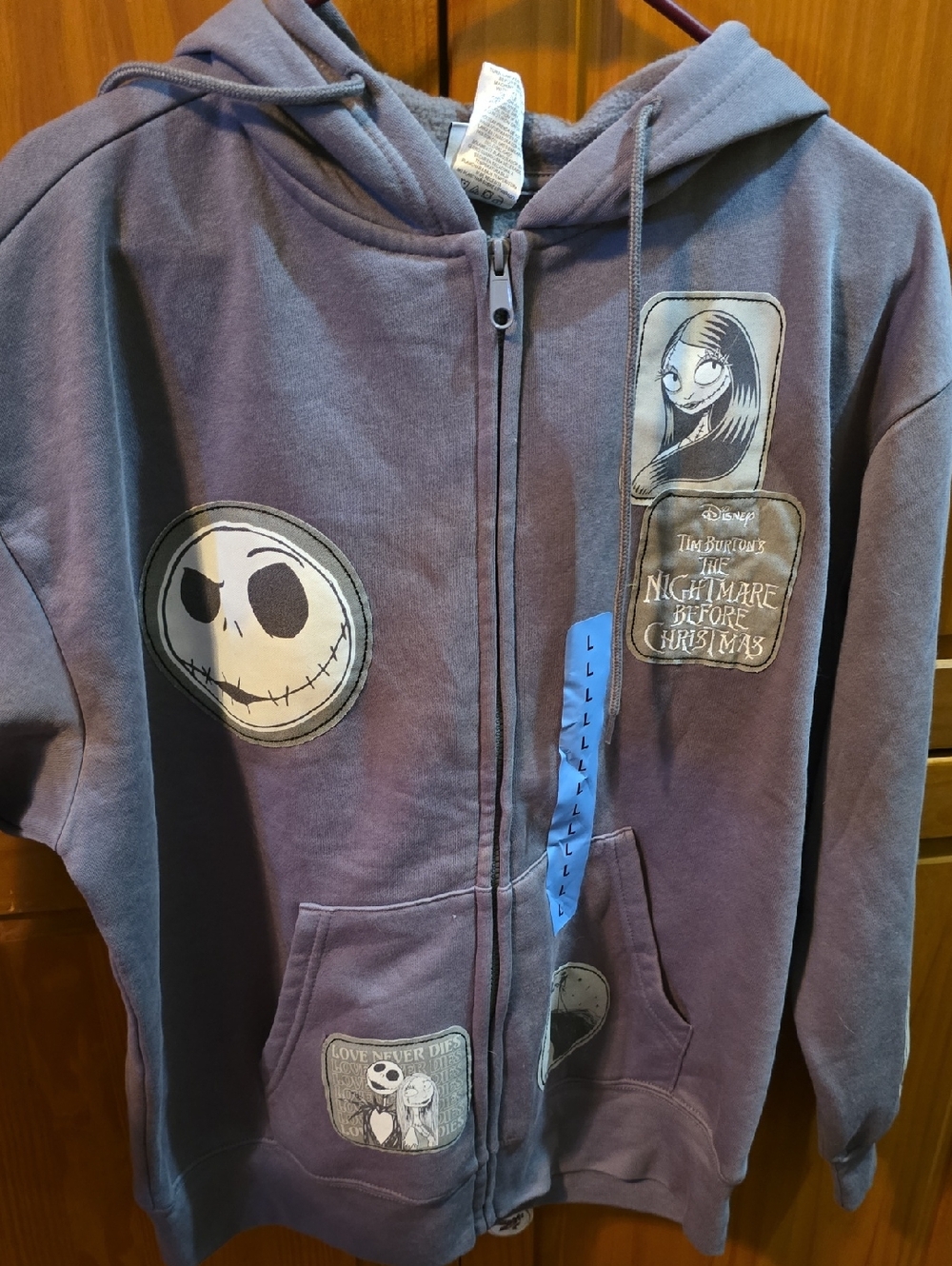 Nightmare Before Christmas Womens  Grey Zip-Up Hoodie